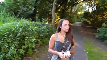 Amateur brunette went to a local park, the other day and end...